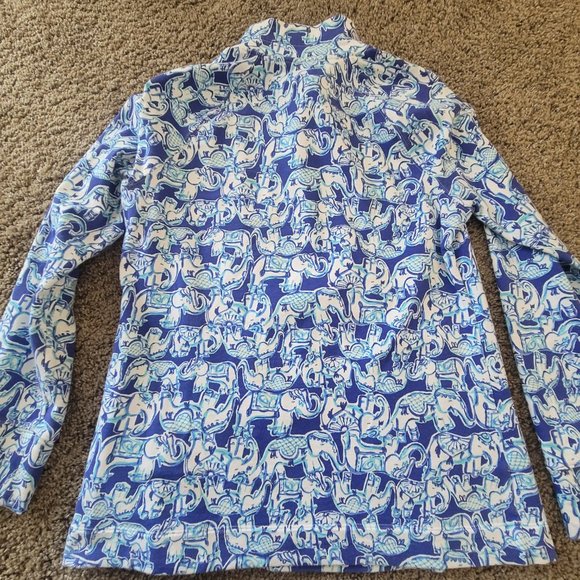 Lilly Pulitzer Skipper Popover 3/4 Zip - Get Trunky Bomber Blue - Size M - Picture 4 of 6